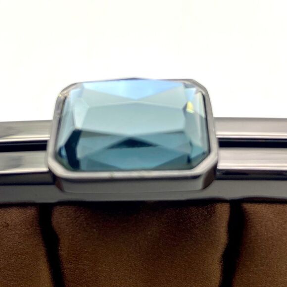 Kate Landry Satin Chocolate Pleated Clutch/Crossbody Bag Like New - Picture 2 of 9